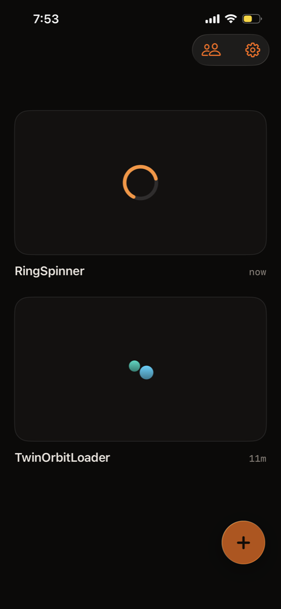 The Swoop library, showing two saved components each running a live preview