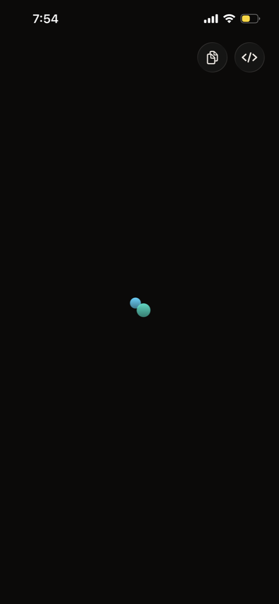 A component running full screen, two orbiting balls